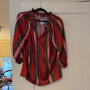 Dondolo Striped Red and Green Women's Top
